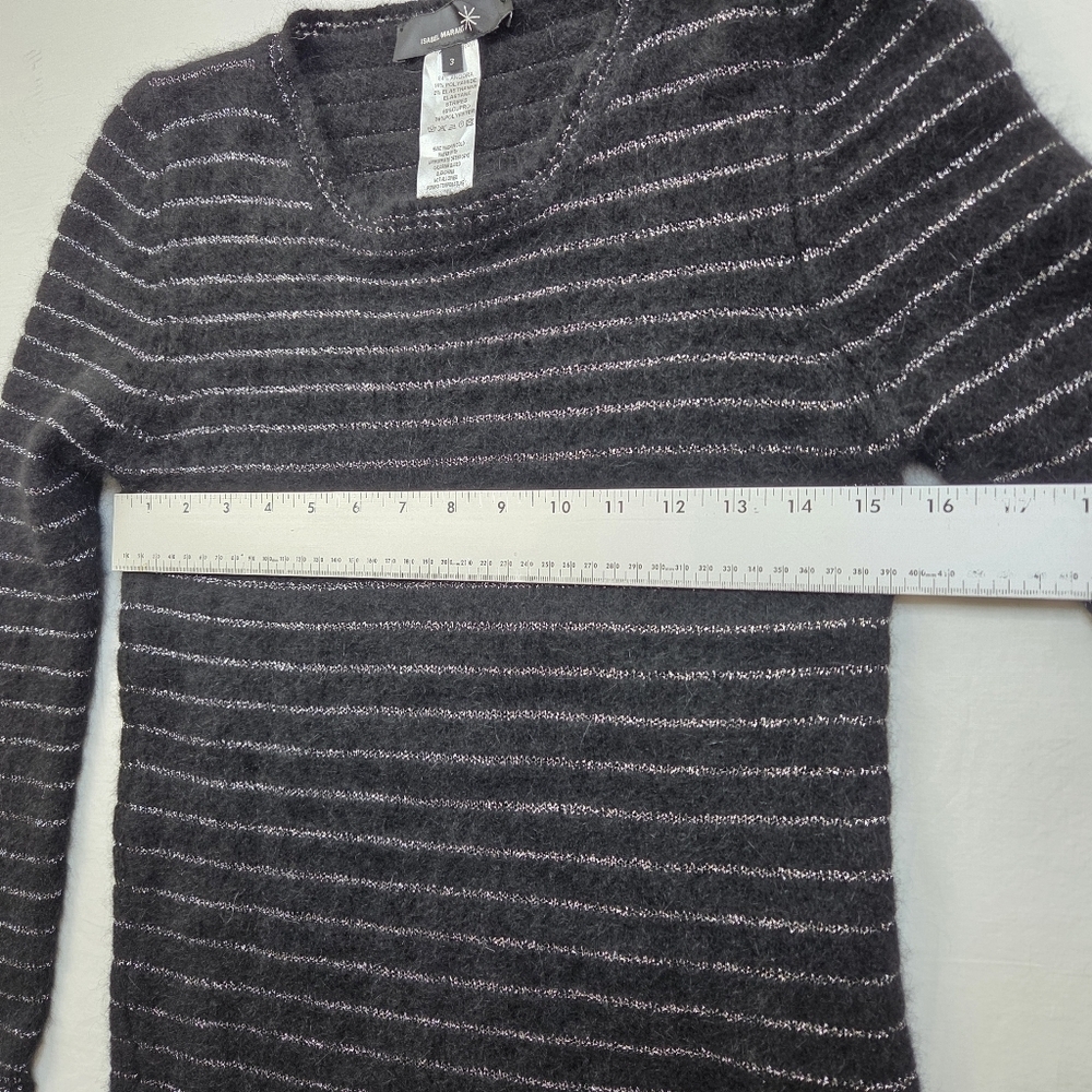 Isabel Marant Angora Blend Striped Longline Sweater Tunic Black Silver Size 3 - Picture 9 of 10